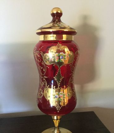 Bonbonnière vénitienne en verre souffle 