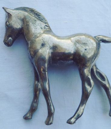 statue de cheval en métal  argenté