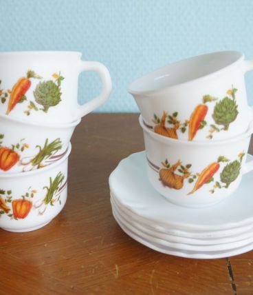 Set 5 tasses + coupelles Arcopal légumes