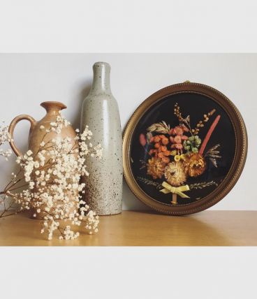 Cadre bombé fleurs séchées 