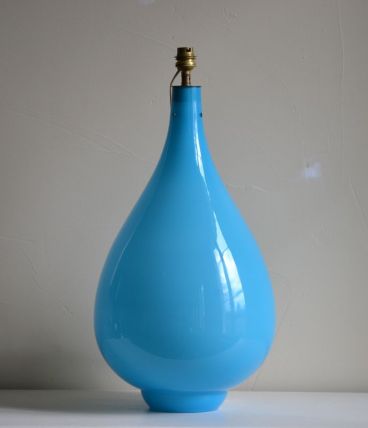 Grand pied de lampe opaline bleue