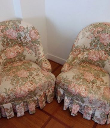 Paire de Fauteuil crapaud fleuri