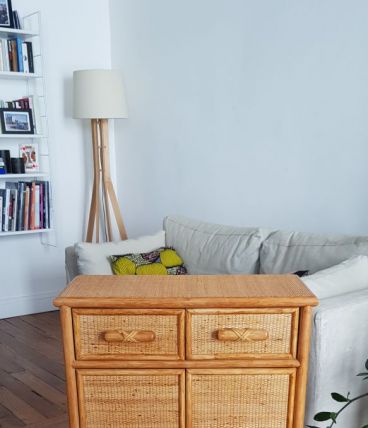 Commode cannage rotin vintage