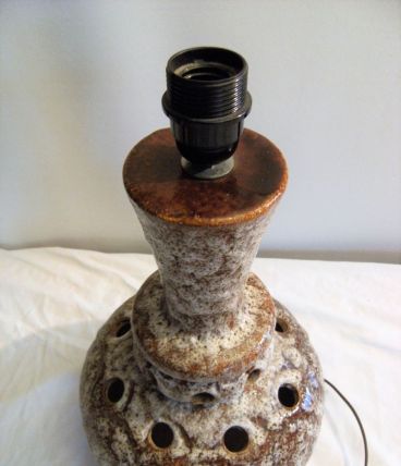 Lampe électrique abat-jour en grès vintage