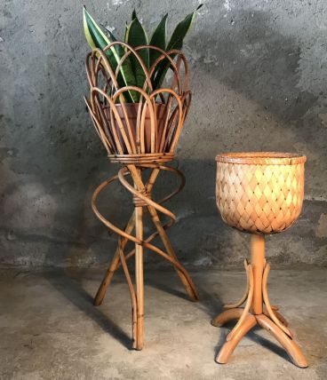 Baby porte plante en osier 100% vintage