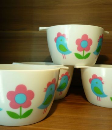 Bols mélaminé blancs dessins enfantins