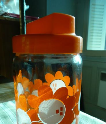 Rare bocal HENKEL fleurs oranges