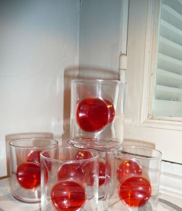 Verres vintage pastille rouge Bormioli Rocco