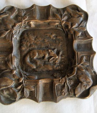 ide poche cendrier bronze doré renard