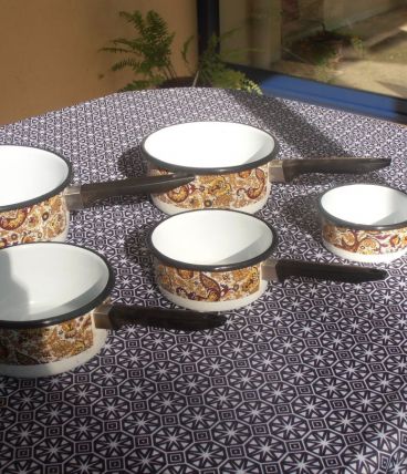 série de 5 casseroles émaillées vintage