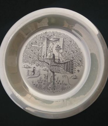 Raymond Peynet - Assiette en argent massif- 1974