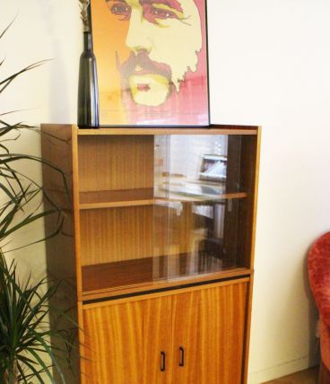 Meuble bibliothèque vitrine vintage 50's style P. Guariche