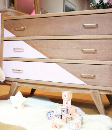 Jolie commode vintage rose &amp; bois