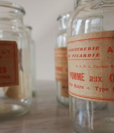 Lot de 4 pots à confiture en verre lisse épais soufflé