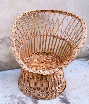 Fauteuil osier  années 70