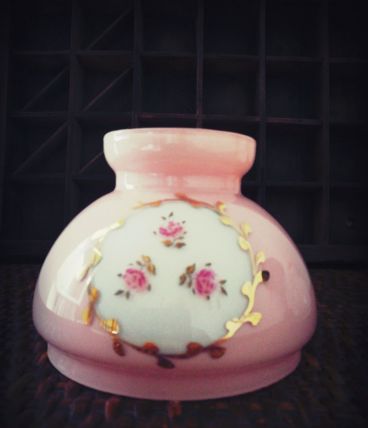 vintage abat jour opaline - globe verre rose- luminaire