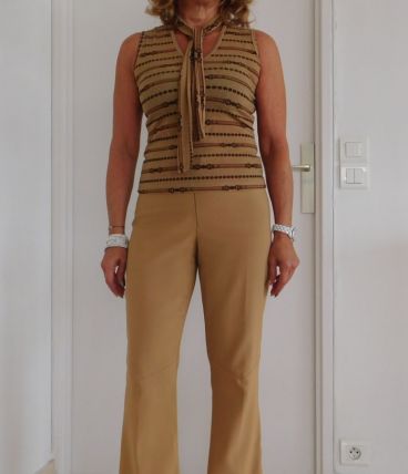 Pantalon fendu chic beige