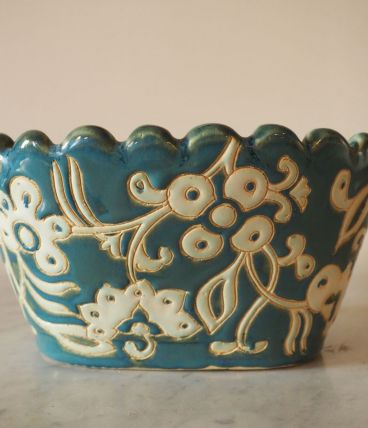 Pot à fleurs en terre cuite émaillée