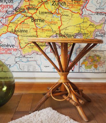 Table basse ronde en bambou et bananier