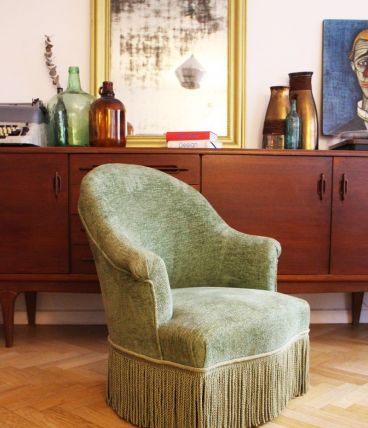 RARE - Fauteuil crapaud vintage fin 19ème siècle