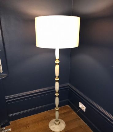 Lampadaire albâtre et laiton