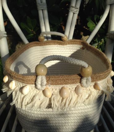 Corbeille coton/jute  coquillages