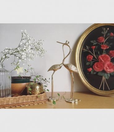 Couple de grues en laiton 