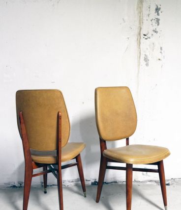 Paire de chaises vintage scandinave pieds compas années 60