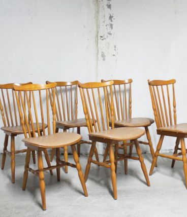 Série 6 chaises Baumann vintage "Tacoma" estampillées 60's
