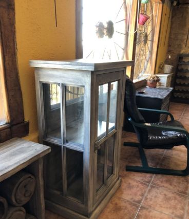 Vitrine auxiliaire en bois de chêne MA003