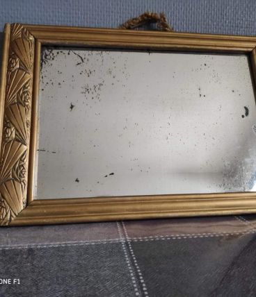 ancien miroir art déco, cadre en bois doré
