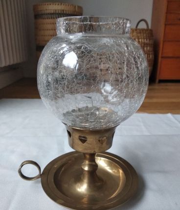 Bougeoir en verre et laiton