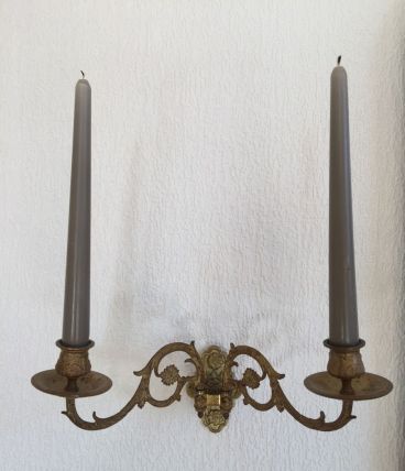 Paire de Bougeoirs en métal doré 