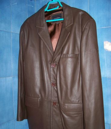 veste droite cuir marron XXL