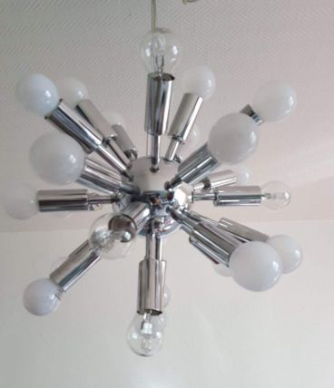 lustre vintage spoutnik chromé 24 ampoules