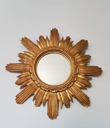 miroir soleil mural vintage en résine dorée made en Italie