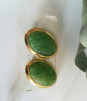 Boucle d'oreille vintage Orena Verte