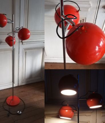 Lampadaire vintage eye ball orange