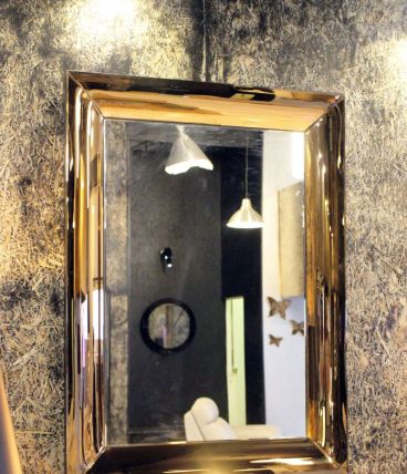 LOUXOR - Grand miroir cadre en verre couleur cuivre 110 CM