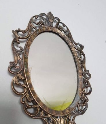 ancien petit miroir mural art déco laiton 