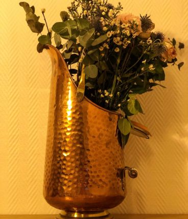 Pot à charbon cuivre &amp; céramique 