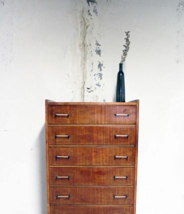 Chiffonier commode 6 tiroirs vintage pieds compas 1960's
