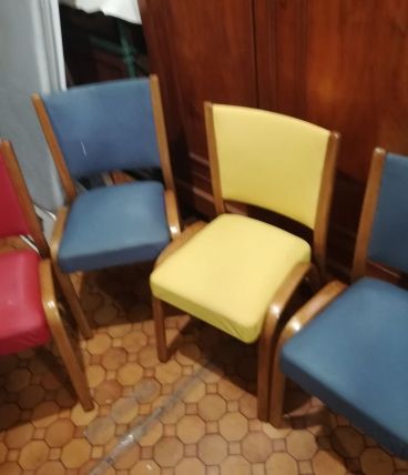 4 chaises Bow Wood Steiner années 50