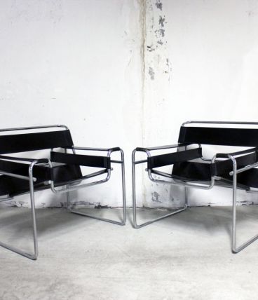 Paire de fauteuils vintage Wassily B3 de Marcel Breuer