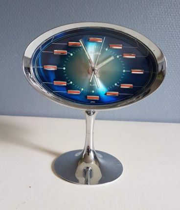 réveil pied tulipe Rythm  made in Japan métal chromé