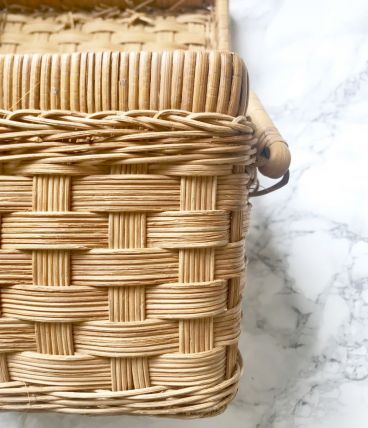 Travailleuse vintage en osier et rotin