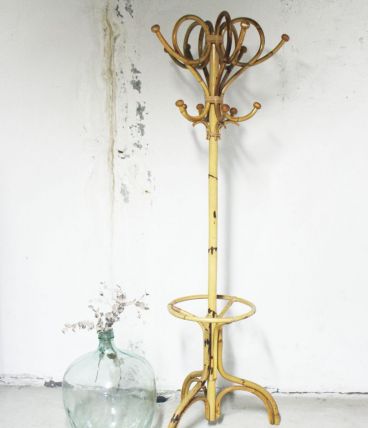 Grand Portemanteau vintage perroquet en rotin 