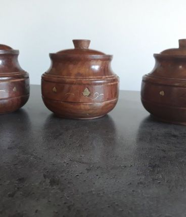 3 Boites rondes en bois 