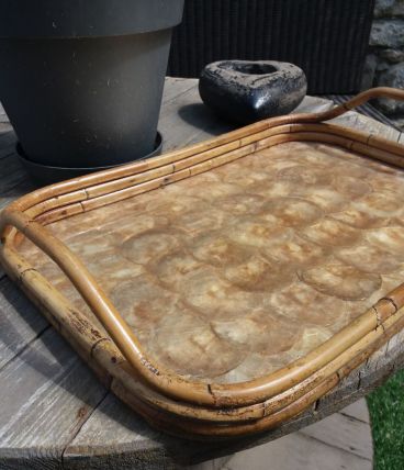 plateau rotin et nacre