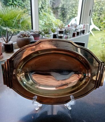 Petit plateau art déco en métal argenté 